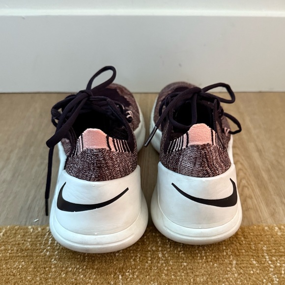 Nike Flyknit Burgundy and White Athletic Shoes